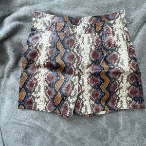 Faux Leather & Snake Skin Shorts